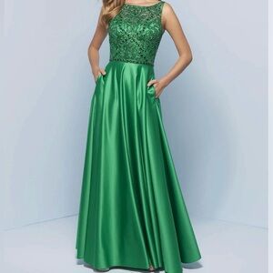 SPLASH GREEN PROM DRESS FORMAL PAGEANT GOWN SZ 2 J830